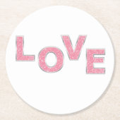 Dessous-de-verre Rond En Papier Love Parties scintillant rose (Devant)