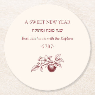 Dessous-de-verre Rond En Papier L'shanah Tovah Rosh Hashanah Douce Nouvelle Année