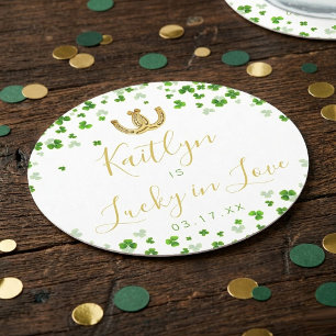 Dessous-de-verre Rond En Papier Lucky In Love Fête des mariées de la Saint Patrick