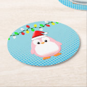 Dessous-de-verre Rond En Papier Lumières de Noël de Pingouin en Carton mignon (Incliné)