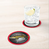 Dessous-de-verre Rond En Papier Lune Eau et Walleye Pike Bleu (En situation)