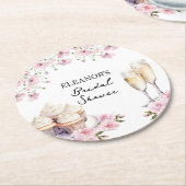 Dessous-de-verre Rond En Papier Lunettes de Champagne et Cupcakes Fleur sauvage ro (Incliné)