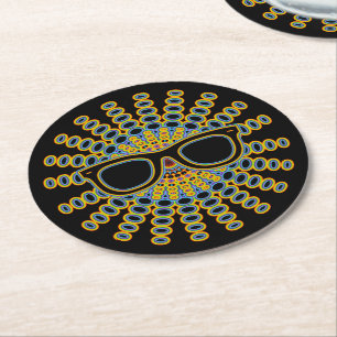 Dessous-de-verre Rond En Papier Lunettes Nerd ensoleillées + votre backgr. & idées