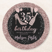 Dessous-de-verre Rond En Papier Luxe 35e anniversaire Parties scintillant personna (Devant)