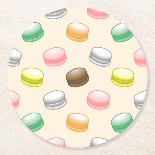 Dessous-de-verre Rond En Papier Macarons doux 16 (Devant)