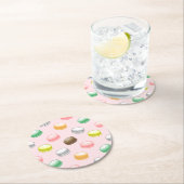 Dessous-de-verre Rond En Papier Macarons doux 16 (En situation)