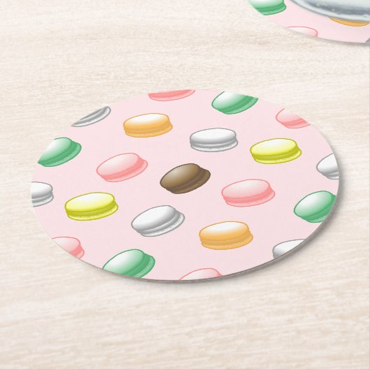 Dessous-de-verre Rond En Papier Macarons doux 16 (Incliné)