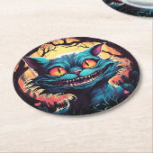 Dessous-de-verre Rond En Papier Mad Cheshire Cat Alice au Pays des merveilles (Incliné)