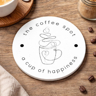 Dessous-de-verre Rond En Papier Magasin de Café Personnalisé Ajoutez Votre Logo Mo