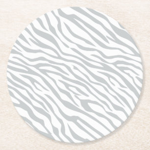 Dessous-de-verre Rond En Papier Magic Zebra Stripes Click to Customize Grey Color