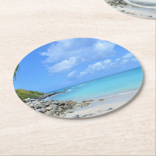 Dessous-de-verre Rond En Papier Magnifique plage tropicale turquoise