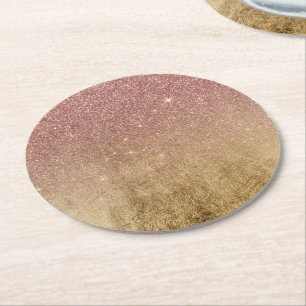 Dessous-de-verre Rond En Papier Maille de parties scintillantes et de feuille d'or