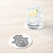 Dessous-de-verre Rond En Papier Main inspirée de Hamsa (En situation)