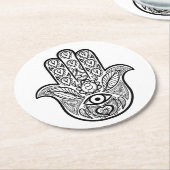 Dessous-de-verre Rond En Papier Main inspirée de Hamsa (Incliné)