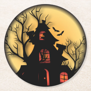 Dessous-de-verre Rond En Papier Maison d'Halloween