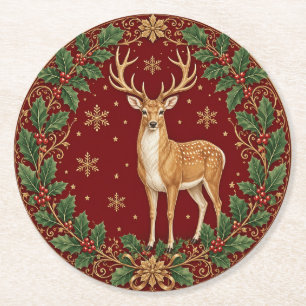 Dessous-de-verre Rond En Papier Majesté de l'Hiver Cramoisi