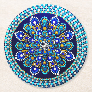 Dessous-de-verre Rond En Papier Mandala bleu royal