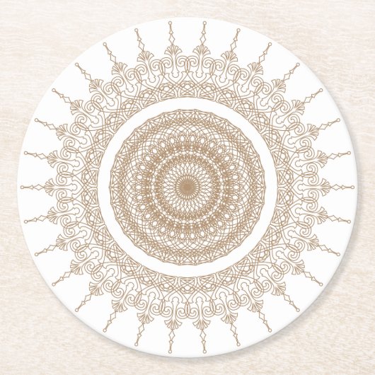 Dessous-de-verre Rond En Papier Mandala Bohemian White Boho (Devant)