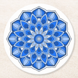 Dessous-de-verre Rond En Papier Mandala en bleu