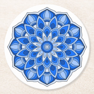 Dessous-de-verre Rond En Papier Mandala en bleu