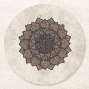 Dessous-de-verre Rond En Papier Mandala Grain de Café - Moderne Organique - Amateu