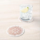 Dessous-de-verre Rond En Papier Mandala rose Gold (En situation)