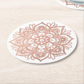 Dessous-de-verre Rond En Papier Mandala rose Gold (Incliné)