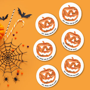 Dessous-de-verre Rond En Papier Mangez Boire Soyez Effrayant Halloween Citrouille 