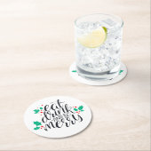 Dessous-de-verre Rond En Papier Mangez un verre et soyez joyeux Design (En situation)