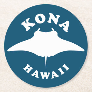 Dessous-de-verre Rond En Papier Manta Ray Plongée à Kona, Hawaii