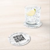 Dessous-de-verre Rond En Papier Marbre bar restaurant menu scan qr code (En situation)