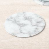 Dessous-de-verre Rond En Papier Marbre blanc Faux (Incliné)