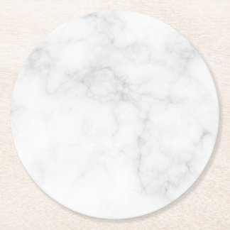 Dessous-de-verre Rond En Papier Marbre Blanc Moderne