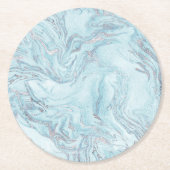 Dessous-de-verre Rond En Papier Marbre bleu argent (Devant)