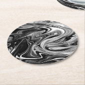 Dessous-de-verre Rond En Papier Marbre élégant 7 - liquide noir et blanc (Incliné)