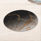 Dessous-de-verre Rond En Papier Marbre noir et blanc (Incliné)