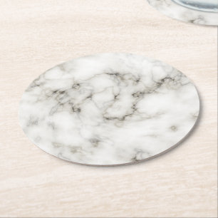 Dessous-de-verre Rond En Papier marbre noir et blanc Ebony fini en pierre d'ivoire