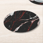 Dessous-de-verre Rond En Papier Marbre noir moderne (Incliné)