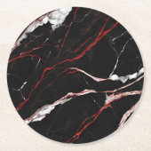 Dessous-de-verre Rond En Papier Marbre noir moderne (Devant)