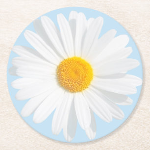Dessous-de-verre Rond En Papier marguerite blanche