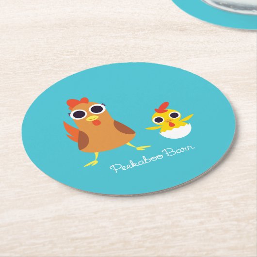 Dessous-de-verre Rond En Papier Maria et bandit les poulets (Incliné)