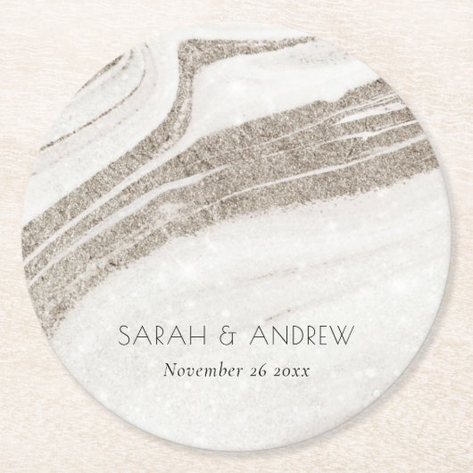 Dessous-de-verre Rond En Papier Mariage (Devant)