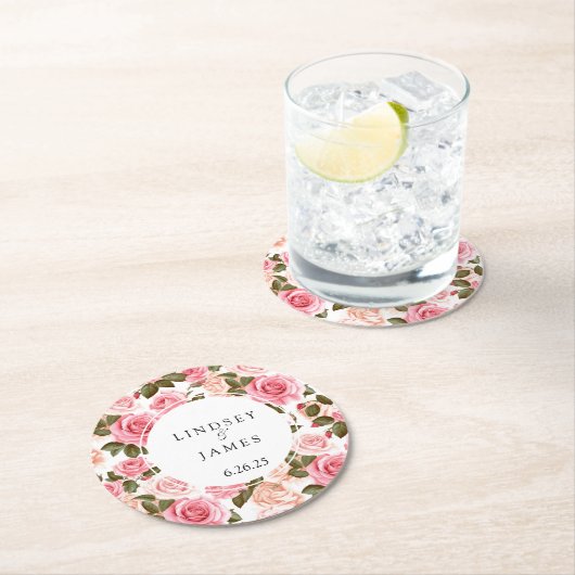 Dessous-de-verre Rond En Papier Mariage (En situation)