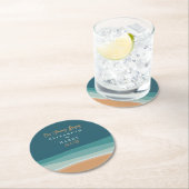 Dessous-de-verre Rond En Papier Mariage Abstrait Ocean Beach (En situation)