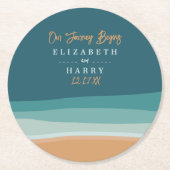 Dessous-de-verre Rond En Papier Mariage Abstrait Ocean Beach (Devant)