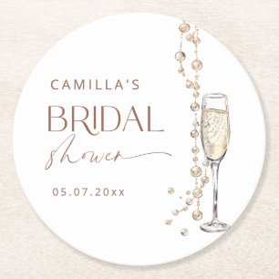 Dessous-de-verre Rond En Papier Mariage avec perles et prosecco