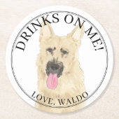 Dessous-de-verre Rond En Papier Mariage berger allemand noir et bronzé personnalis (Devant)