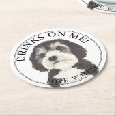 Dessous-de-verre Rond En Papier Mariage Bernedoodle personnalisé (Incliné)