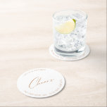 Dessous-de-verre Rond En Papier Mariage blanc élégant<br><div class="desc">Élevez votre décor mariage avec nos Dessous de verre White Elegant Wedding Cheers. Ces dessous de verre en papier rond allient sophistication et célébration, ajoutant une touche d'élégance à chaque toast. Conçu pour coordonner avec pour la collection de Faire-part de mariage "Chloe". Voir le lien de collection sur cette page...</div>