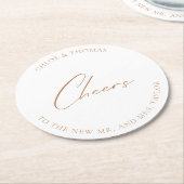 Dessous-de-verre Rond En Papier Mariage blanc élégant (Incliné)